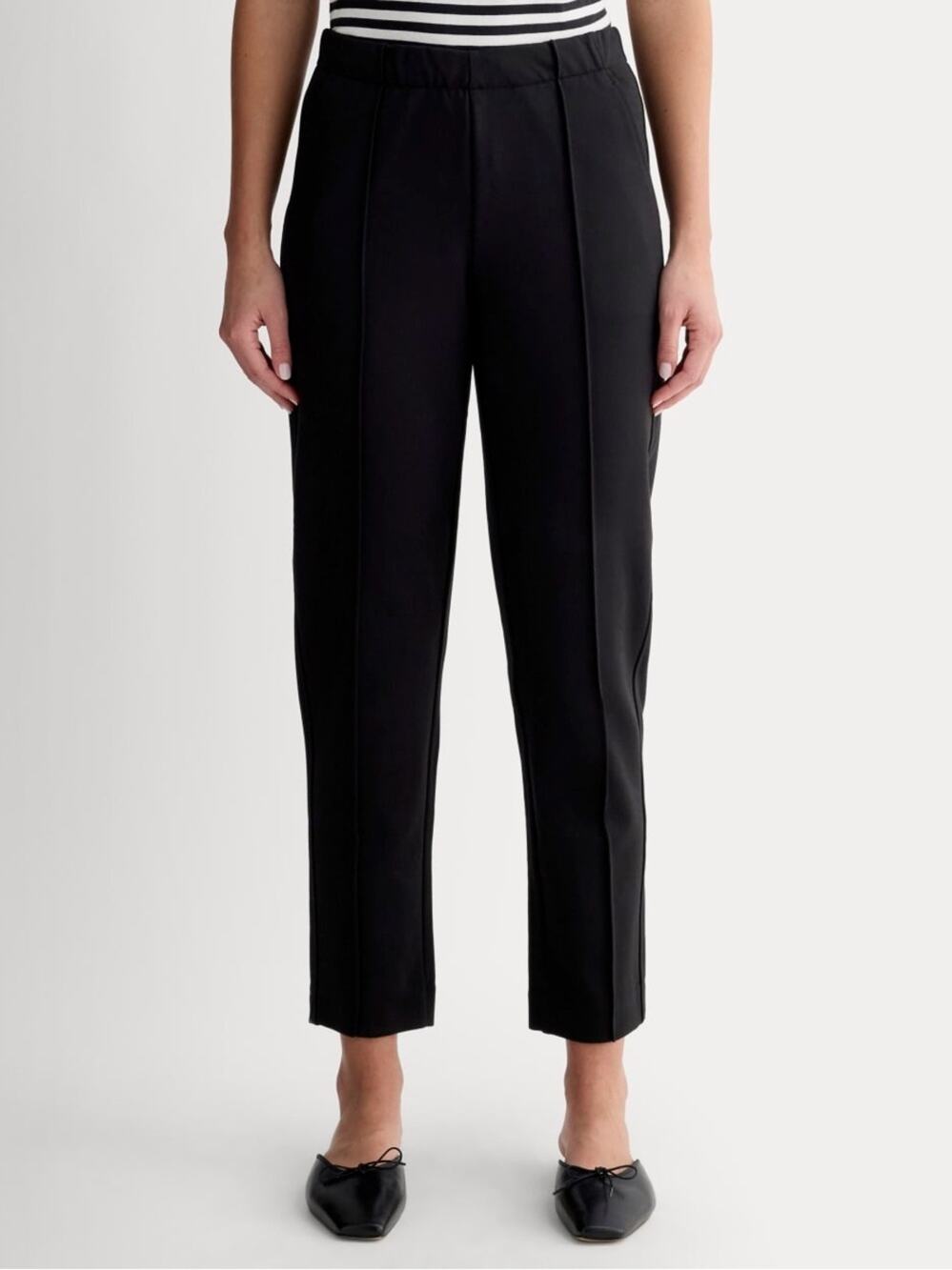 Everlane The Dream Pant Black Pintuck Double Knit Ankle Pants Size Large